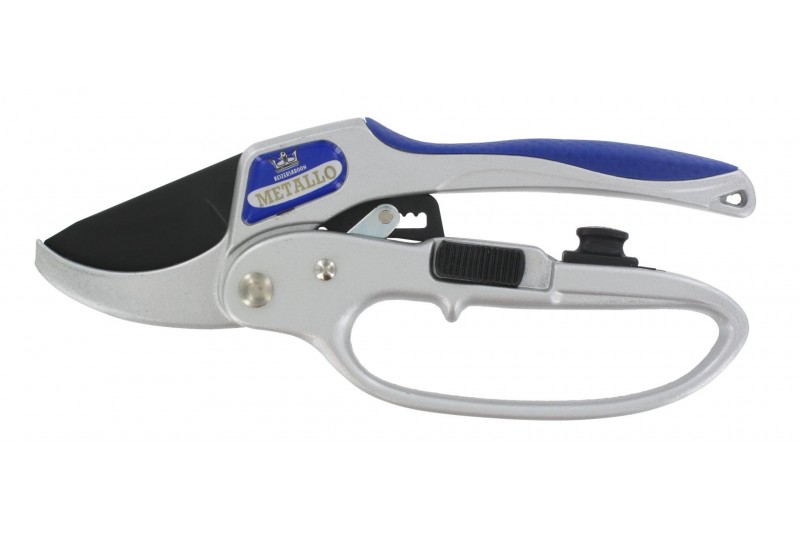 Šķēres zaru griešanai Metallo K0200 200 mm, ar pakāpju mehānismu, zilpelēkā krāsā.