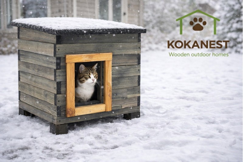 Siltināta kaķu māja āra apstākļiem (57×44×41 cm)