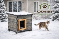 Siltināta kaķu māja āra apstākļiem (57×44×41 cm)