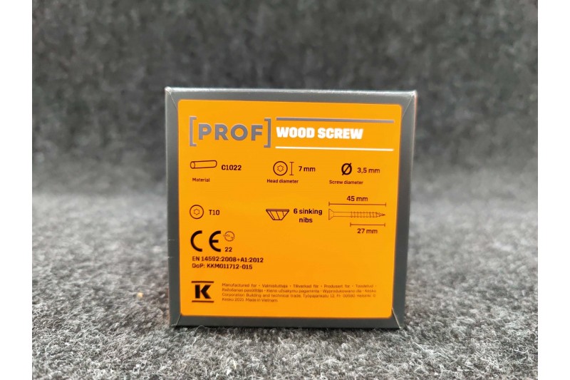 Universālās skrūves PROF skalošanas galva 3,5 x 45 elektrogalvanizēta T10 200pcs