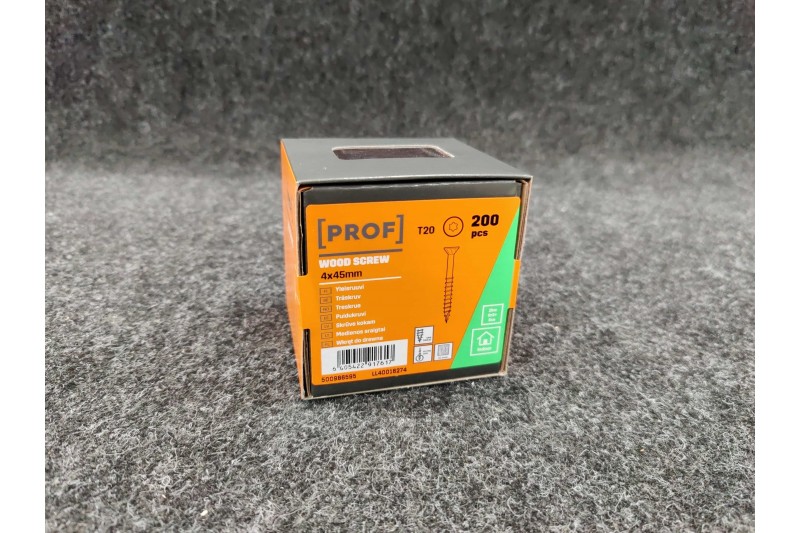Universālās skrūves PROF skalošanas galva 4 x 45 elektrogalvanizēta T20 200pcs