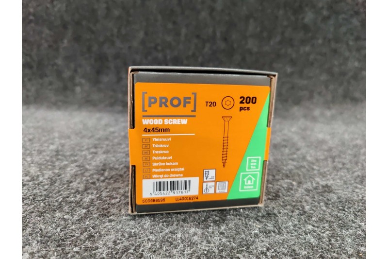 Universālās skrūves PROF skalošanas galva 4 x 45 elektrogalvanizēta T20 200pcs