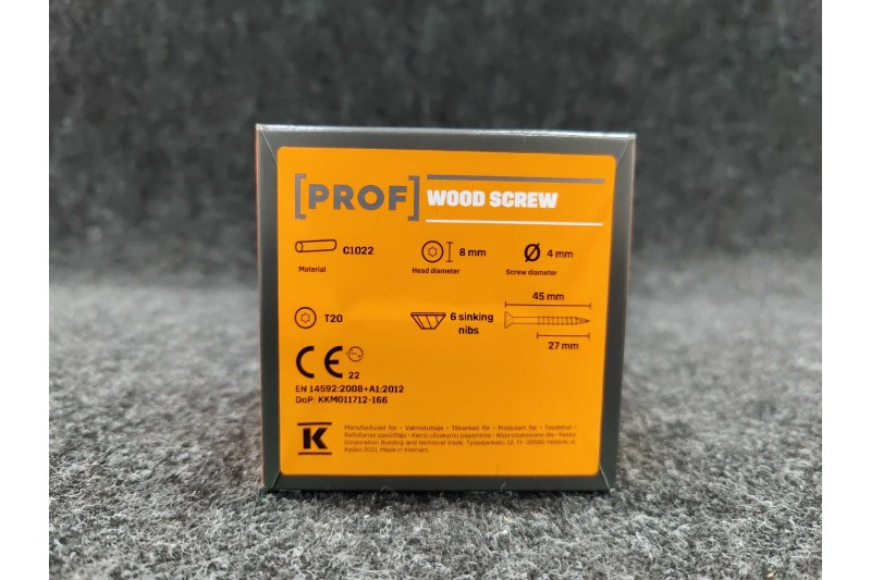 Universālās skrūves PROF skalošanas galva 4 x 45 elektrogalvanizēta T20 200pcs