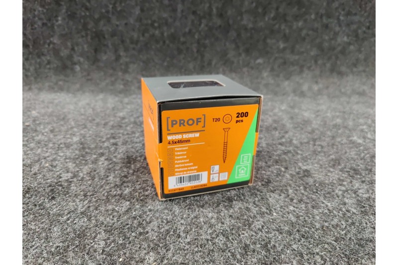 Universālās skrūves PROF skalošanas galva 4.5 x 45 elektrogalvanizēta T20 200pcs