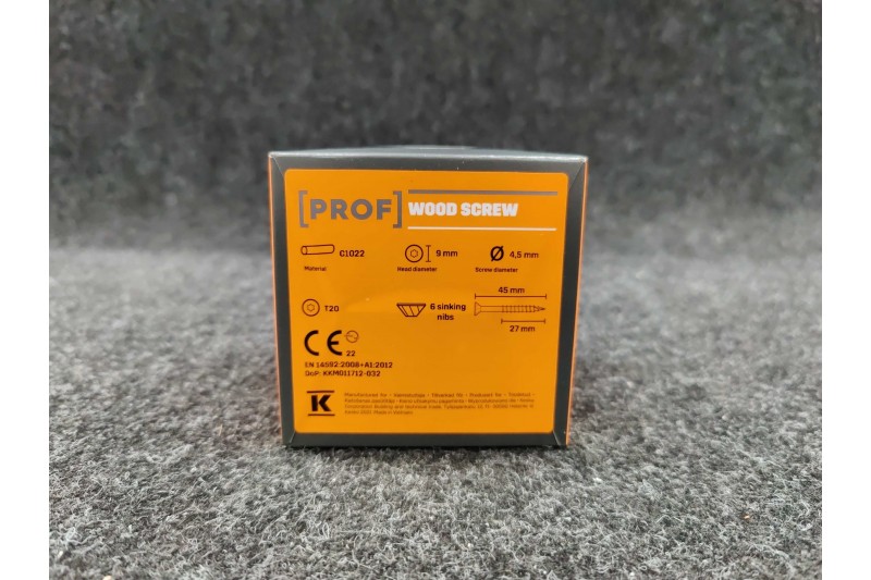 Universālās skrūves PROF skalošanas galva 4.5 x 45 elektrogalvanizēta T20 200pcs