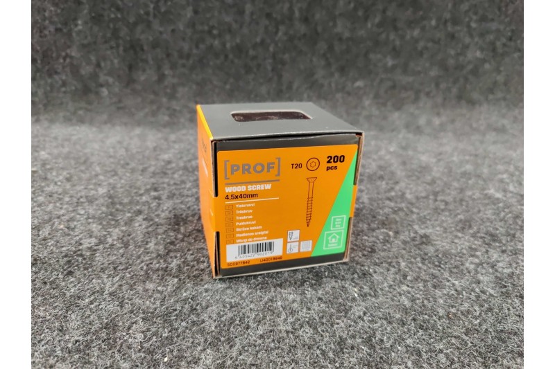 Universālās skrūves PROF skalošanas galva 4.5 x 40 elektrogalvanizēta T20 200pcs