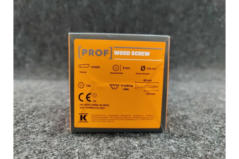 Universālās skrūves PROF skalošanas galva 4.5 x 40 elektrogalvanizēta T20 200pcs