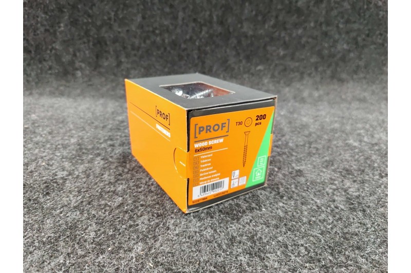 Universālās skrūves PROF skalošanas galva 6 x 50 elektrogalvanizēta T30 200pcs