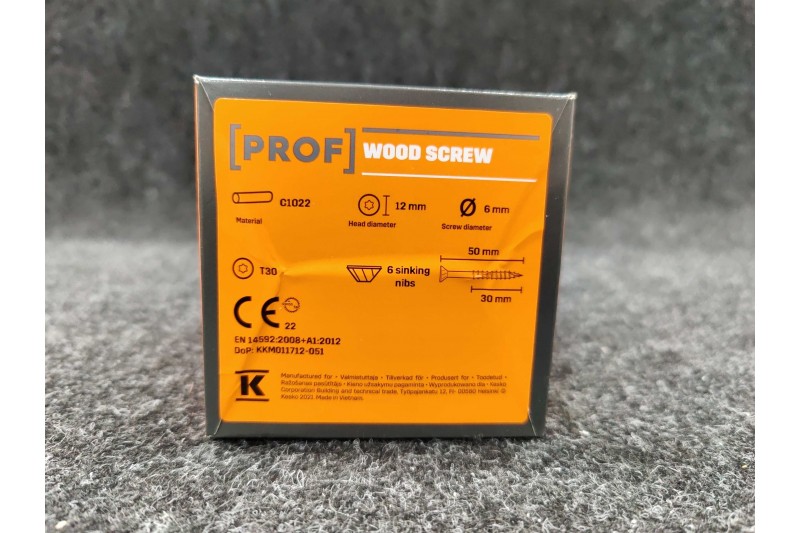 Universālās skrūves PROF skalošanas galva 6 x 50 elektrogalvanizēta T30 200pcs