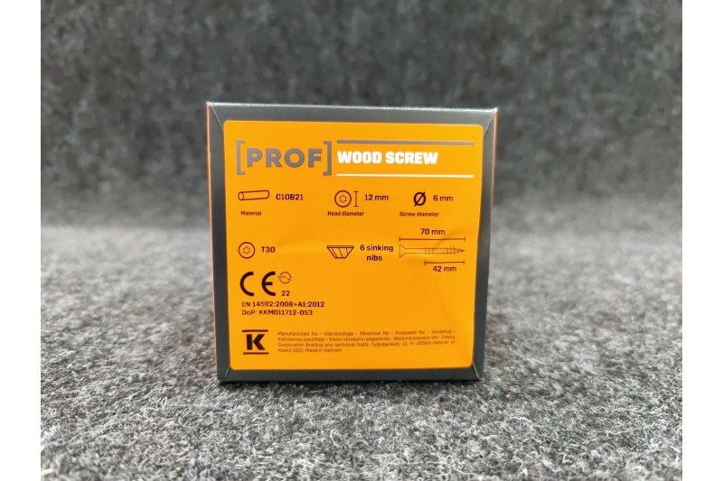 Universālās skrūves PROF skalošanas galva 6 x 70 elektrogalvanizēta T30 100pcs