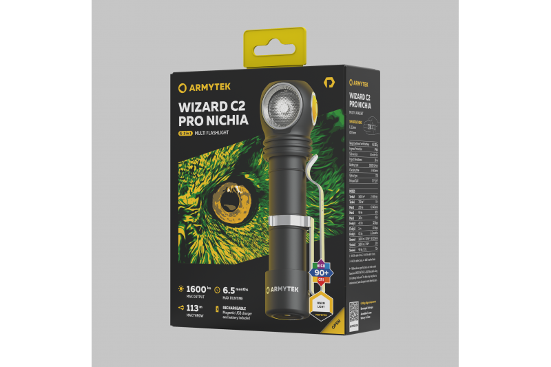Lukturis Armytek Wizard C2 Pro Nichia Magnet USB (Warm / 1600 lm)